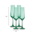 Set of Four Green Crystal Narrowing Shape Stemmed Flute