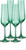 Set of Four Green Crystal Narrowing Shape Stemmed Flute