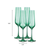 Set of Four Green Crystal Narrowing Shape Stemmed Flute
