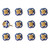 Set of Twelve Blue White And Gold Geometric Ceramic Drawer Pull Knobs
