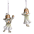 Ornament 2 Piece Angel Gold Cross Glass