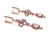 Rose Quartz & Jasper Dangle Earrings, 925 Sterling Silver, Rose Gold