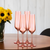 Set of Four Coral Crystal Narrow Stemmed Champagne Flutes