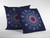 16"x16" Navy Zippered Suede Floral Throw Pillow