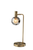 18" Antiqued Brass Metal Cylinder Desk Table Lamp With Gray Globe Shade With Starling LED Bulb