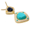 Turquoise & Sodalite Sliced Drop Dangle Pendant 925 Sterling Silver, Yellow Gold