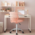 Baby Pink and White Adjustable Height Swivel Rolling Office Chair