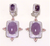 Two Tone Natural Amethyst Gem Stones Earrings, 925 Sterling Silver