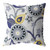 18” Navy White Floral Suede Zippered Throw Pillow