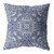 18” Indigo White Boho Ornate Zippered Suede Throw Pillow