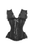 Top Drawer Black Brocade & Lace Steel Boned Corset with Cap Sleeves