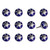 Set of Twelve Blue And White Geometric Ceramic Drawer Pull Knobs