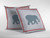 16” Blue Pink Elephant Zippered Suede Throw Pillow