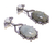 Gray Labradorite & White Jade Oval Shape Dangle Earrings, 925 Sterling Silver, Black Gold