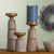 Etched Candle Holder with Wood Grain Design 