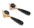 Sodalite Black Obsedian Long Dangle Earrings, 925 Sterling Silver