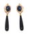 Sodalite Black Obsedian Long Dangle Earrings, 925 Sterling Silver