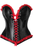 Top Drawer Black Faux Leather & Red Lace Trim Steel Boned Corset