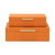 Set Of Two Orange Faux Shagreen Jewelry Boxes With Decorative Hardware