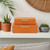 Set Of Two Orange Faux Shagreen Jewelry Boxes With Decorative Hardware