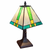 15" Dark Brown Metal Candlestick Table Lamp With Green Shade