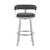 26" Gray And Silver Faux Leather And Iron Swivel Low Back Counter Height Bar Chair