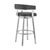 26" Gray And Silver Faux Leather And Iron Swivel Low Back Counter Height Bar Chair