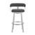 26" Gray And Silver Faux Leather And Iron Swivel Low Back Counter Height Bar Chair