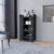 22" Black And Clear Wood And Glass Rolling Bar Cart