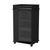22" Black And Clear Wood And Glass Rolling Bar Cart