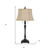 31" Black Metal Two Light Candlestick Table Lamp With Beige Empire Shade