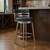 30" Blue And Silver Faux Leather And Iron Swivel Low Back Bar Height Bar Chair