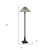 62" Bronze Two Light Traditional Shaped Floor Lamp With Gray and Ivory Abstract Tiffany Glass Empire Shade