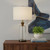30" Clear Metal Table Lamp With White Empire Shade