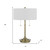 20" Antiqued Brass Metal Two Light Table Lamp With White Drum Shade