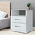 20" White Two Drawer Faux Wood Nightstand