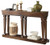 72" Oak Solid and Manufactured Wood Floor Shelf Console Table With Shelves