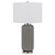 29" Gray Metal Cylinder Table Lamp With White Drum Shade