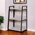 37" Natural and Black Metal Three Tier Ladder Bookcase