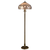 63" Brown Two Light Traditional Shaped Floor Lamp With White Stained Glass Bowl Shade