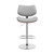 24" Gray And Silver Faux Leather And Iron Swivel Low Back Adjustable Height Bar Chair