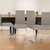 Set of Four Taupe and Silver Upholstered Leather Dining Side Chairs