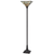 72" Bronze Torchiere Floor Lamp With Gray and Ivory Abstract Tiffany Glass Novelty Shade