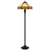 60" Bronze Two Light Traditional Shaped Floor Lamp With Orange and Ivory Abstract Tiffany Glass Empire Shade