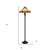 60" Bronze Two Light Traditional Shaped Floor Lamp With Orange and Ivory Abstract Tiffany Glass Empire Shade