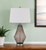 31" Gray Metal Geometric Table Lamp With Off White Empire Shade