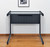 33" Clear and Black Glass and Stainless Steel Writing Desk
