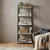 67" Natural and Black Metal Five Tier Ladder Bookcase