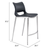 Set of Two 25" Black And Silver Faux Leather And Steel Low Back Counter Height Bar Chairs
