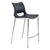 Set of Two 25" Black And Silver Faux Leather And Steel Low Back Counter Height Bar Chairs